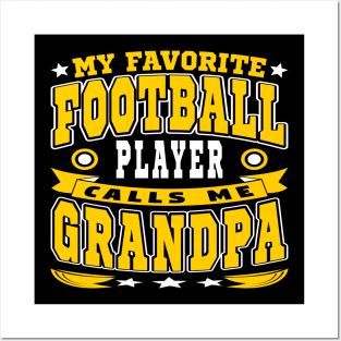 Calls Me Grandpa Funny Grandchildren Football Lover Typography Posters and Art